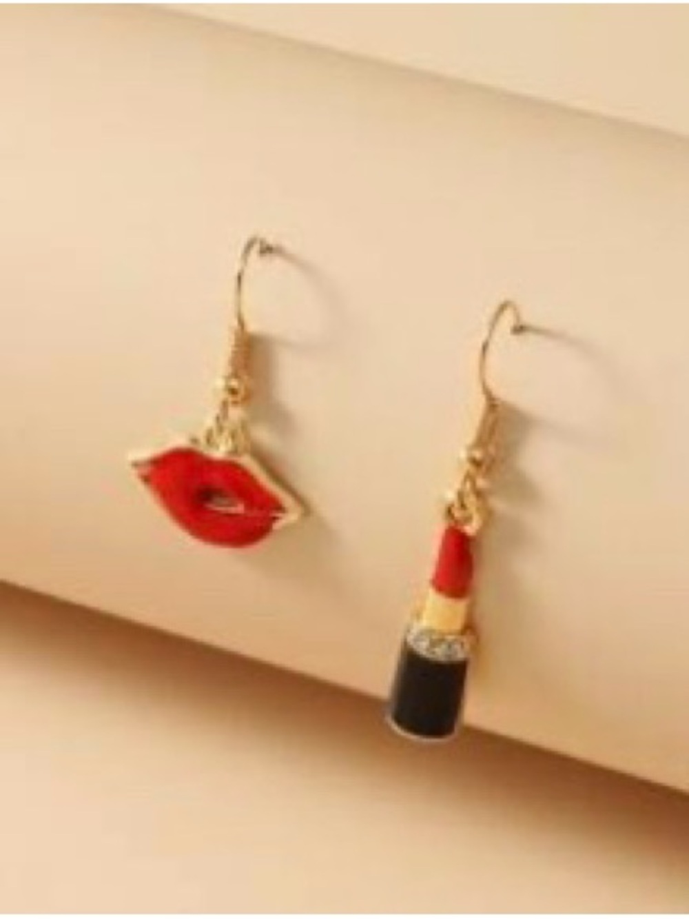 Red Lip & Lipstick Dangle Earrings - Women Jewelry